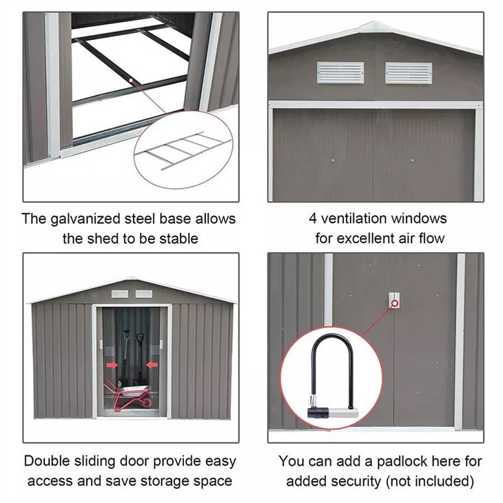 Galvanized Steel Backyard Tool Shed